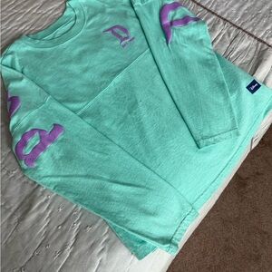 Disney Aqua Long Sleeve Kids Tee with Lavender Accents